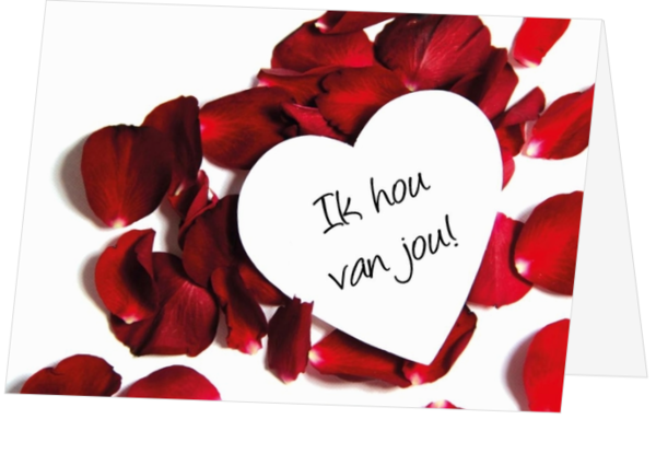 Liefdeskaart rozenblaadjes met hart