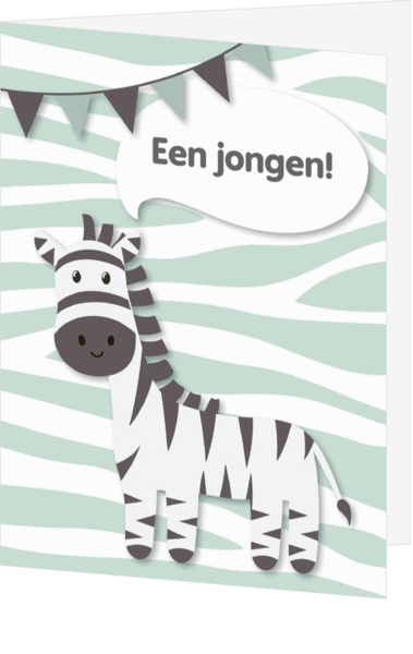 Geboorte felicitatiekaart zebra