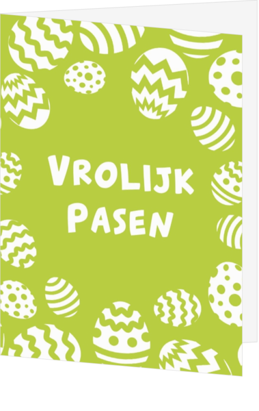 Paaskaart vrolijke eieren groen