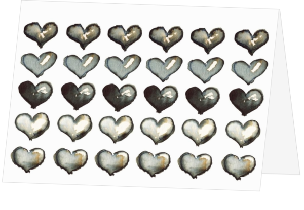 Liefdeskaart grijze hartjes