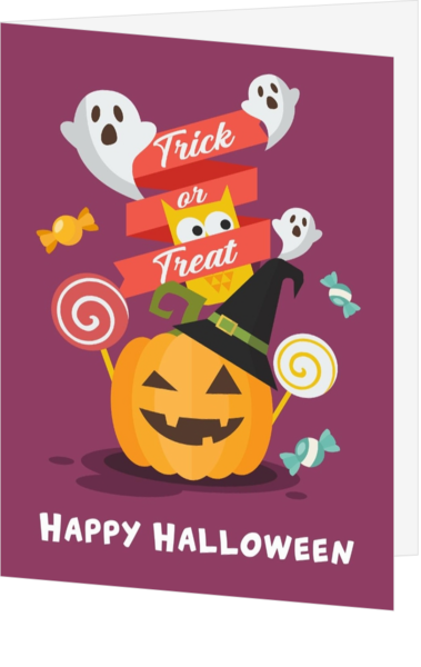 Halloween kaart trick or treat happy halloween