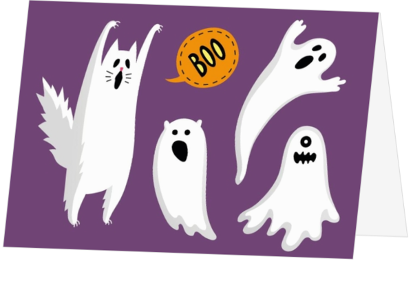 Kaart voor Halloween met spookjes