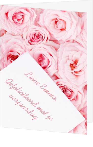 Verjaardagskaart roze rozen