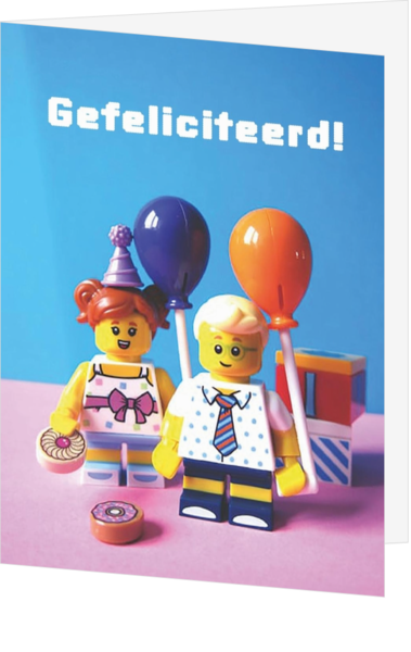 Verjaardagkaart Lego gefeliciteerd