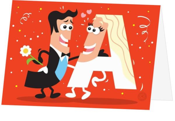 Felicitatiekaart huwelijk cartoon ja